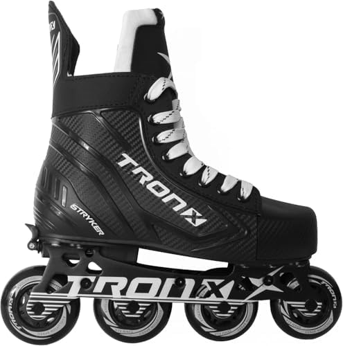 TronX Stryker Adjustable Senior Intermediate Junior Youth Roller Inline Hockey Skates, 2024 New Model (SR Skate 6-8 (Shoe Size 7.5-9.5))