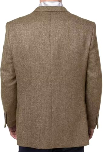 Mens Tweed Blazer Vintage Casual Herringbone Tweed Jackets Two Button British Wool Blend Sport Coat Khaki Jacket XL3