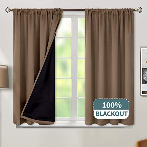 BGment Thermal Insulated 100% Blackout Curtains for Bedroom with Black Liner, Double Layer