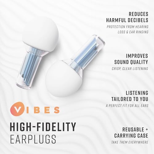 Image of Vibes High Fidelity Ear Plugs - Invisible Earplugs for Music Concerts, Musicians, Motorcycles, Airplanes, Raves, and Work - Noise Reduction and Hearing Protection - Fits All Ears - Blue