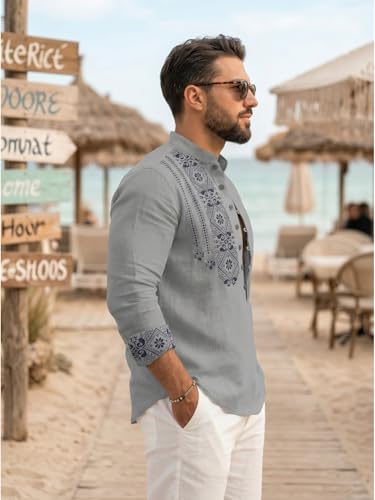 Image of DEELMO Men's Cotton Blend Mandarin Collar Self One Design Full Sleeve Casual Short Kurta