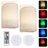 Xuolder Wireless Wall Sconce Magnetic Rechargeable Battery Wall Lamp Set of 2,16 RGB Colors Changeab
