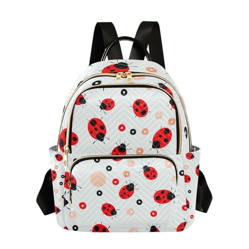 GAIGEO Mochila feminina Ladybug Animals Parrten, mochila com zíper duplo, bolsas multiuso para mulheres, M, joaninha animais papagaios, média, Papagaio joaninha animais, Medium