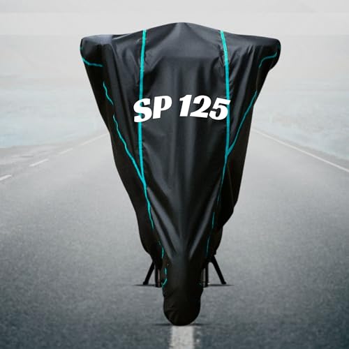 Image of Motorcycle Bike Body Cover for Outdoor Use - Heavy Fabric Water Resistant Two Wheeler Cover with UV, Dust & Rain Protection Compatible for SP 125