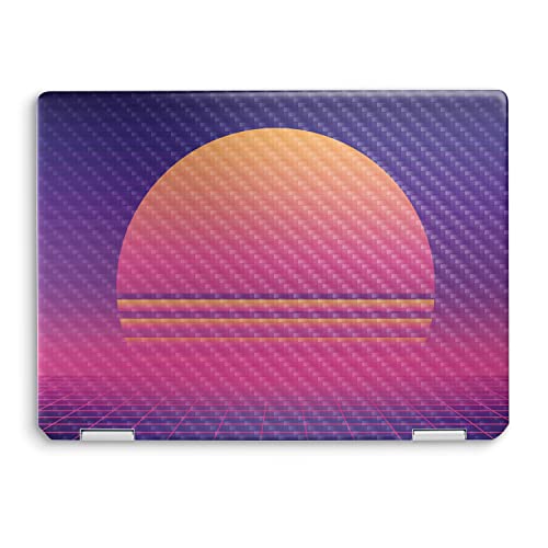 Image of MightySkins Carbon Fiber Skin Compatible with HP Spectre x360 14 inch (2022) Full Wrap Kit - Synthwave Sunset | Protective, Durable Textured Carbon Fiber Finish | Easy to Apply | Made in The USA