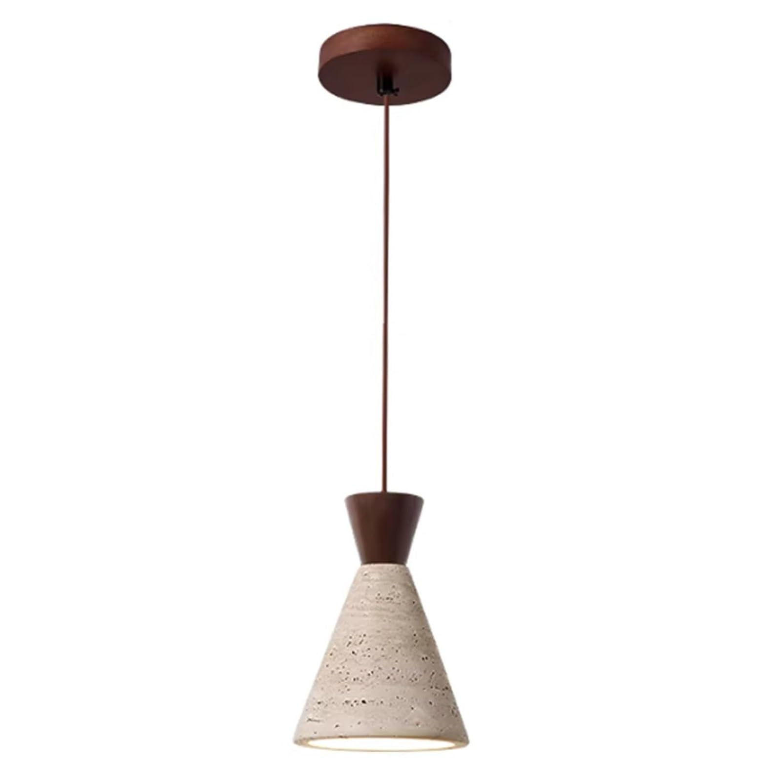 KXEcoLife Natural Travertine Chandelier Pendant Lamp Stone Shade Hanging Lighting Mini Ceiling for Kitchen Island Bedroom Dining Room Teahouse(Brown)
