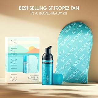 St.Tropez Self Tan Express Mini Kit: Travel-Sized Light/Medium/Dark 1-3 Hour Express Mousse and Tanning Applicator Mitt, Even & Natural, Vegan