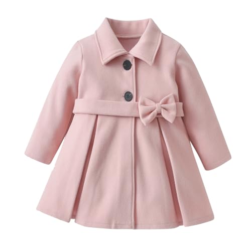Image of USKIDKK Toddler Baby Girl Clothes Jacket Coat Long Sleeve Solid Color Buttons Dress Coat Fall Winter Outfit