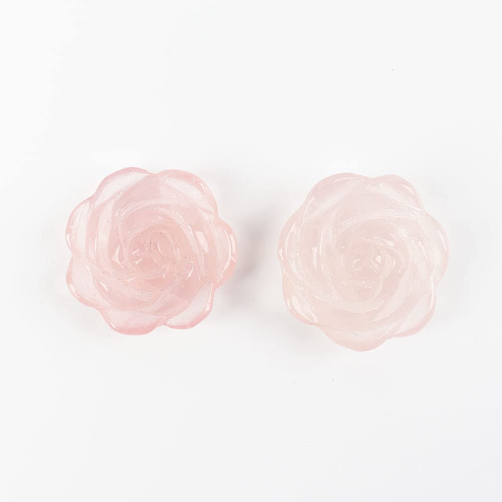 natural stone pendant Collar con colgante de flor rosa for mujer, piedra de cuarzo de cristal rosa tallada a mano de 2,17 pulgadas