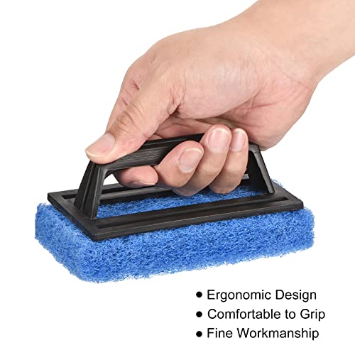 Image of PATIKIL 15cm Scouring Pad Brush, 4 Pack Cleaning Scrub with Handle Kitchen Bathroom Sponge Washing Tools, Blue
