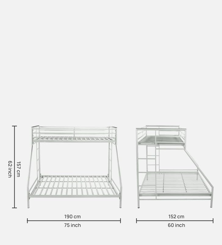 Image of Twin Over Twin Metal Bunk Bed | Bunk Bed Without Storage for Kids & Adult | Double Decker Cot for Kids Room | Space-Saving | Metal Bunker Cot (Mattress Not Included) (Multicolor)