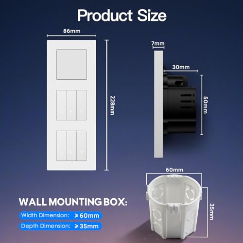 BSEED Smart Lichtschalter mit Doppel WLAN Rollladenschalter,Smart Jalousien Schalter,PC Rahmen,Ben&ouml;tigt Nullleiter,WiFi Rolladen Zeitschaltuhr,kompatibel mit Alexa/Google Home,1 Fach 1Weg,Wei&szlig;