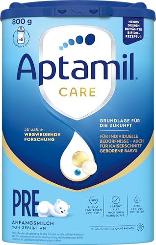 Aptamil Care PRE – Anfangsmilch von Geburt an, Mit DHA, Nur Laktose, Ohne Palmöl, Babynahrung, Milchpulver, 1x 800 g