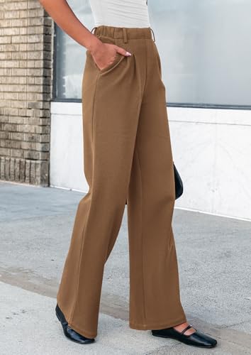 PRETTYGARDEN Women's Dress Pants Dressy Casual Palazzo High Elastic Waisted Wide Leg Work Office Trousers Pants3
