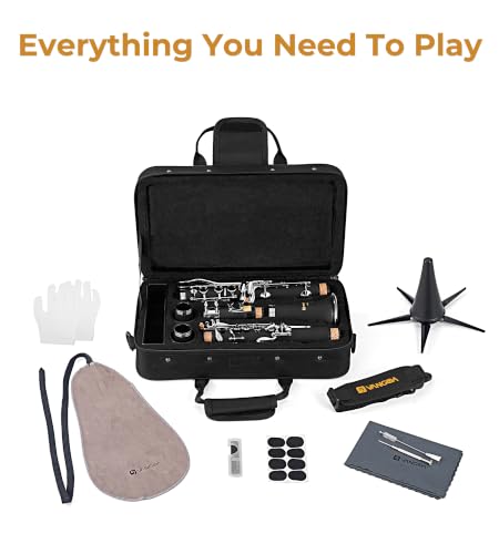 Image of Bb Clarinet Kit for Beginners Students, 17-Key French System with 2 Barrels