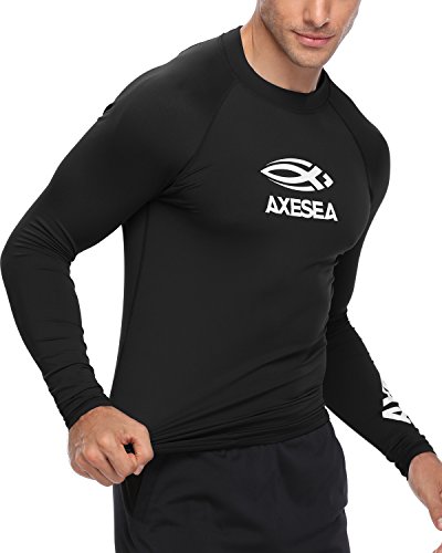 AXESEA Men Long Sleeve Rashguard UPF 50+ Rash Guard Swim Shirt Athletic Swim Tops3