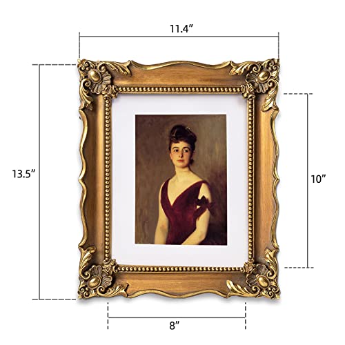 Image of Saysmile Vintage 8x10 Picture Frame with Embossed Flower, Ornate Gold Frame for 8x10 or 5x7 Photos with White Mat, Antique Photo Frame for Tabletop & Wall Hanging (Bronze)