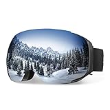 Enkeeo Ski Goggles Detachable Dual Layer Anti-Fog Lens 100% UV400 Protection, Bendable Frame, Anti-slip Strap with Comfort, Wind Resistant 3 Layers Foam for Adult Snowboarding Skating, Magnet Mercury