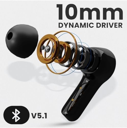 Image of NEXATECH Bluetooth Earbuds with Display | Transparent Design | 30 Hrs Playtime with Fast Charging | Bluetooth 5.3 + ENC | 13mm HD BASS Drivers | Built-in Mic (Black)