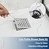 Neodrain 4 in Square Shower Drain Brushed 304 Stainless Steel, with Removable Drain Grate & Drain Key, ABS Bonding Flange Base for Low Profile Shower Pan, CUPC Certified
