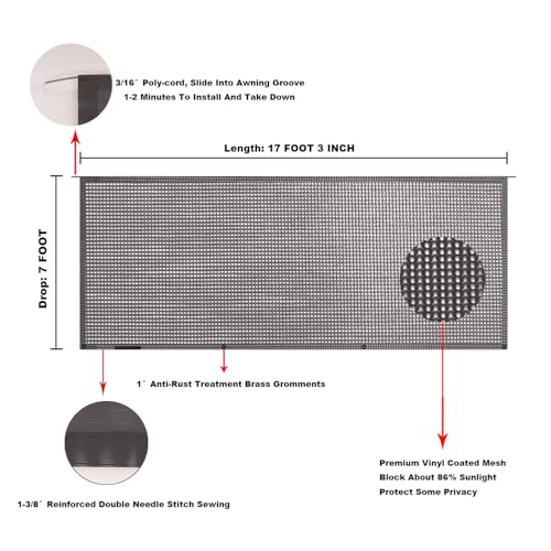 Image of RV Awning Mesh Sun Shade Screen for Motorhome Camper Trailer Sunshade