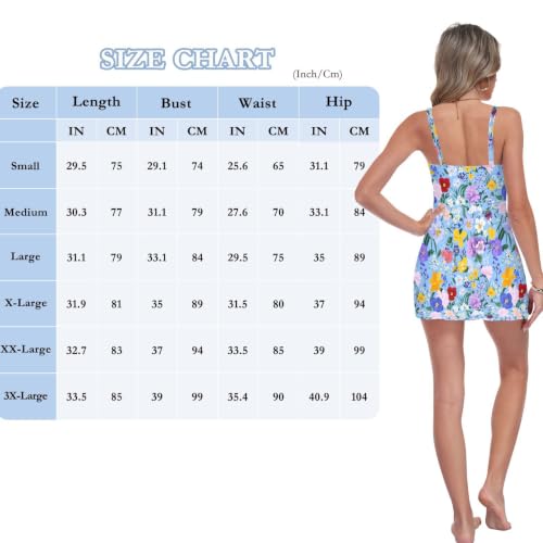 Maillot de bain push-up femme avec bas short bleu fleurs