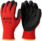 Premium Heavy Duty Work Gloves for Men, Red & Black Latex Coated, Textured Grip, Breathable Poly-Cotton Knit for Warehouse, Gardening, Mechanic & General Labor (XL)