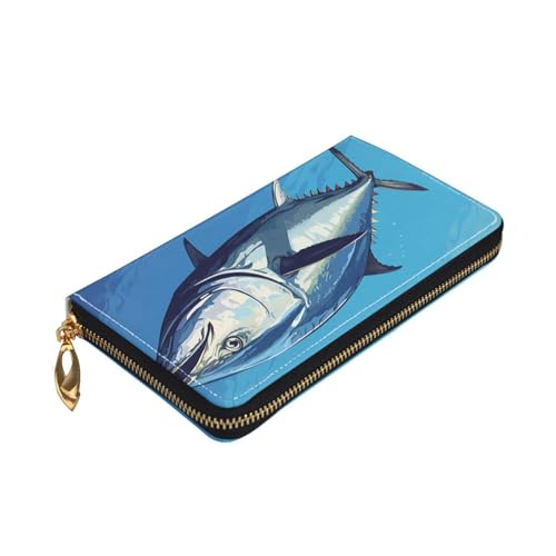 Leather Wallet for Women Men Bifold Wallet Ultra Slim Credit Card Holder Colorful Tuna Ladies Clutch Purse4