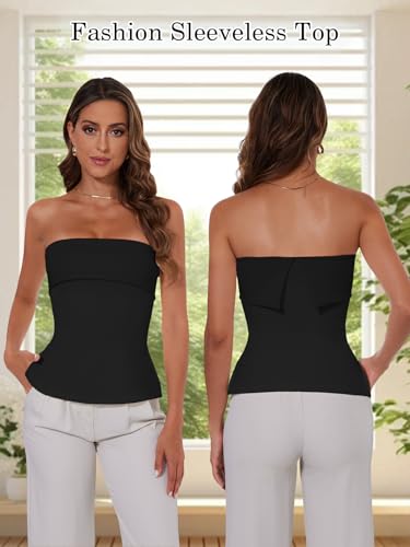Tube Tops for Women Strapless Top Going Out Split Bandeau Top Slim Off Shoulder Bustier Backless Summer Tops4