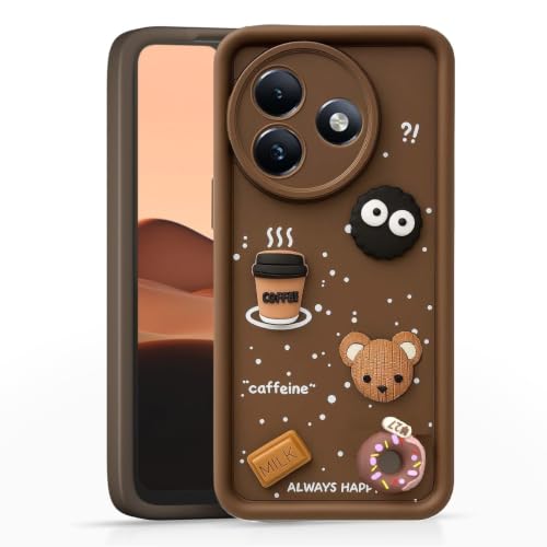 Image of Bintage Cute Fun Ball | Taddy Cartoon 3D Smiley Coffee Cup | Milk Donut | Full Protection Rubber Back Cover Compatible for itel S667LN / itel S24 - Brown