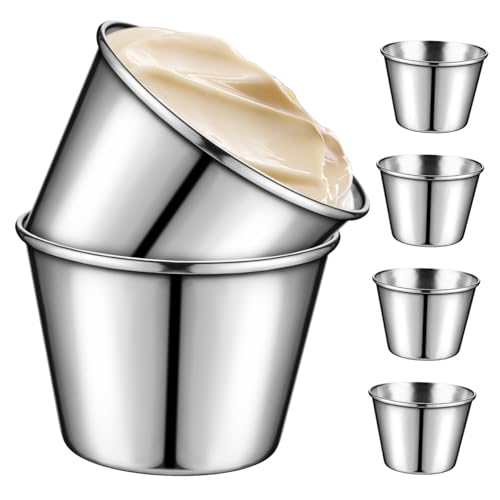 OFFSCH 6 Pcs Stainless Steel Dipping Sauce Cups Multi Functional Condiment Containers for Ketchup Salad Dressings and More for Home Kitchen and Restaurant Use