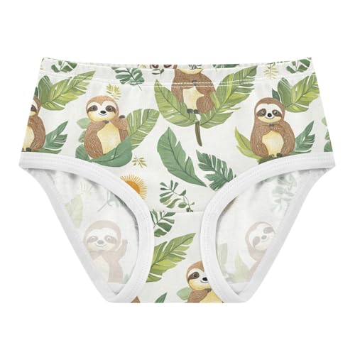 Wusikd Cute Sloth Girls' Underwear Cotton Leaves Girls Briefs Soft Toddler Underwear 2T