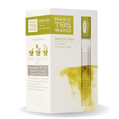 Image of Premiers Darjeeling Green Tea, Single-Origin Garden-Fresh Green, Calm & Refreshing Cup, Magic Tea Wands Stick Infuser, 12 Wands, 30 g, White Box