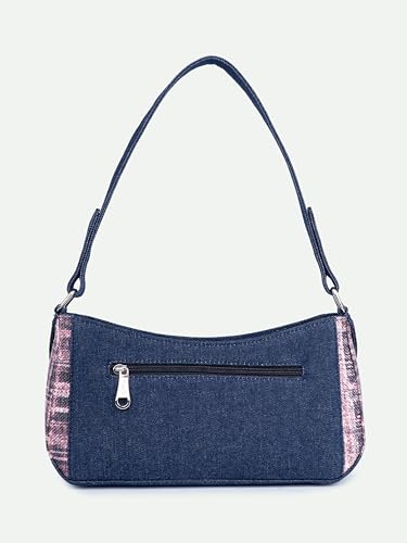 Image of ZOUK Lyra Small Shoulder Bag for Women - Denim & Printed Shoulder Bag with Water-Resistant Lining | Handcrafted Sling Bag with Multiple Pockets & Zip Closure for Daily & Weekend Use |