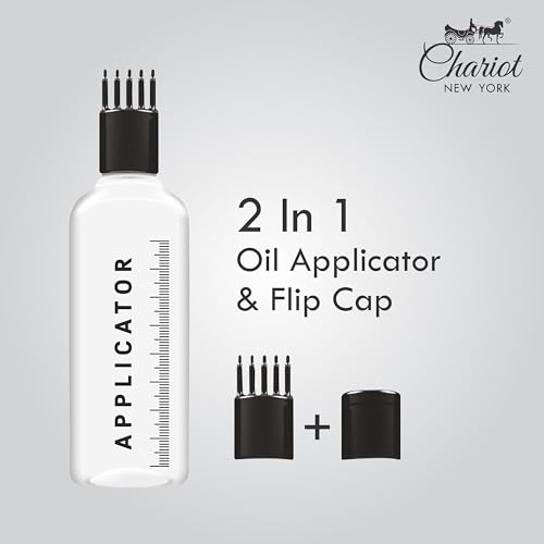 Image of Chariot New York Hair Root Applicator Bottle with Comb Cap for Applying Hair Oil, Shampoo and Medicine (Pack of 100)