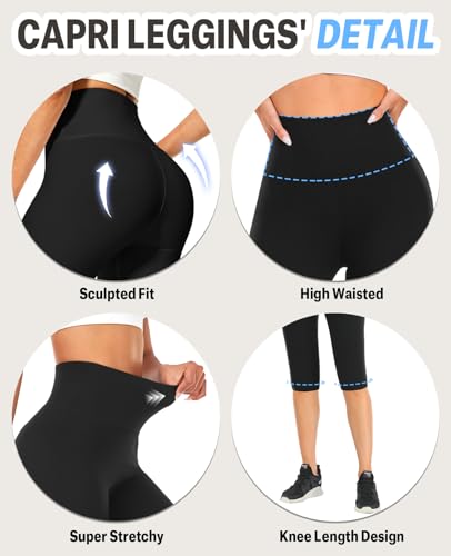 Image of CTHH High Waist Yoga Pants with Pockets for Women Tummy Control Yoga Leggings 4 Way Stretch Workout Pants