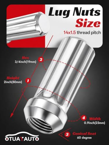 Image of OTUAYAUTO M14x1.5 Spline Lug Nuts with Socket Key 32PCS - Replacement