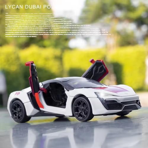 Image of 1:32 Scale LYKAN HYPERSPORT Dubai Police Toy Car | Metal Pullback Diecast Car for Kids with Openable Doors, Sound, Light Effects Toy for Car Enthusiasts (Color As Per Available), Multicolor