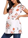 Jezero Women's Maternity Tops Short & Long Sleeve Side Ruching Round Neck Shirts