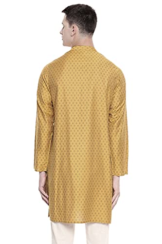 In-Sattva Men's Mandarin Collar Micro Dobby Fine Print Mid-Length Kurta Tunic4