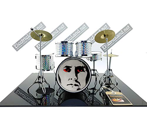  Mini Drum kit QUEEN Roger Taylor face with red eyes tribute miniature rock 25cm model scale 1:4 collectible box set batteria modellino da collezione