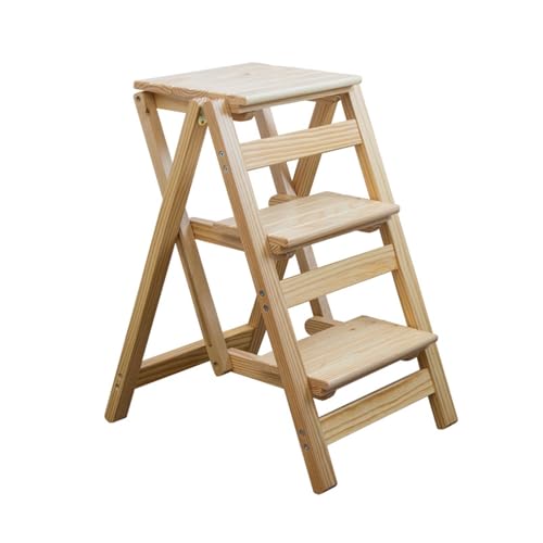 Taburete plegable de tres niveles multifuncional de madera 2