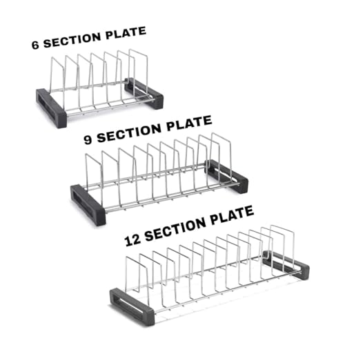Image of Stainless Steel Plate Stand Organizer for Kitchen | Dish & Plate Drying Rack | Rust Proof Plate Holder with Anti-Slip Base | Available in 6, 9 & 12 Section (Silver) (Pack of 3)