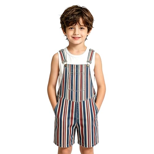 Peto a cuadros y rayas estilo Brit Casual para niños y niñas de algodón cómodo