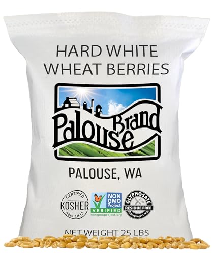 Palouse Brand Hard White Wheat Berries ? 100% Desiccant Free ? 25 lbs ? Non-GMO Project Verified ? Kosher Parve ? USA Grown ? Field Traced ? Poly Bag