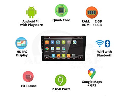 Image of AUTO SNAP 9 Inches 22cm Touch Screen Android 12 Gorilla Glass IPS Display Car Stereo with 2GB RAM /16 GB ROM GPS /Wi-Fi /Navigation /Steering Wheel Controls Mirror Link Compatible for Honda WRV
