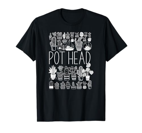 Potted Plant Pot Head Black White T-Shirt