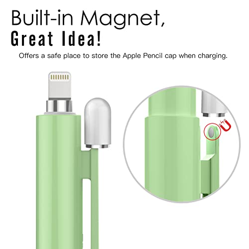 Image of MoKo Holder Case Fit Apple Pencil 1st Gen, Retractable Tip Cap Fit New iPad 10th Gen 2022, iPad 9th Gen 2021, iPad 8th Gen 2020, iPad 6th 9.7 2018, iPad Mini 5th Gen Pencil Case Pencil, Green | Retractable, Protective Sleeve Skin Cover, Sturdy Clip