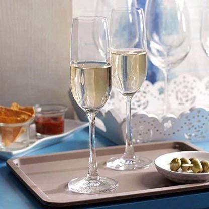 Image of Champagne Flutes Wine Glasses 200ml, Set of 4 Long Wine, Burgundy Clear Glasses with Stem for Wedding Anniversary, Birthday, Gift (RKT-06, Set of 4)
