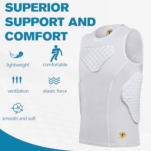 DGXINJUN Youth Padded Shirt Chest Rib Heart Guard Protector Kids Boys Girls Compression Vest Tank for Football Baseball Lacrosse Goalies Softball